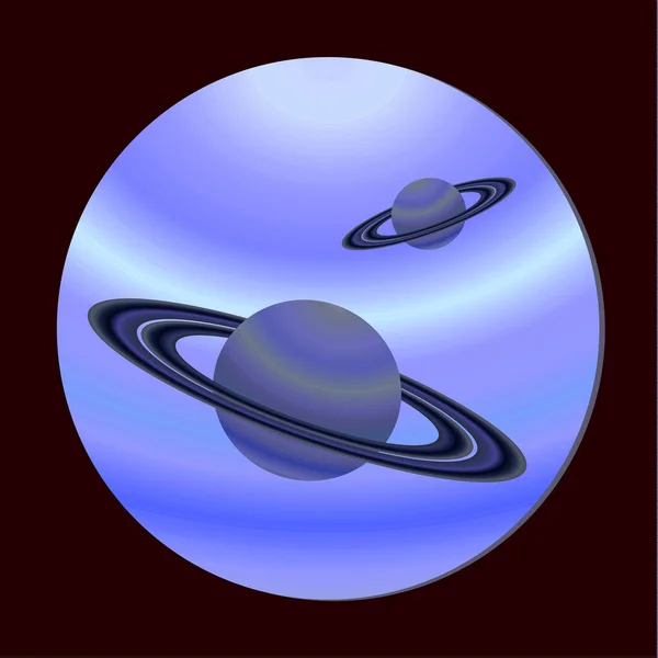 Saturnus Liknande Planeter Från Öppningen Fantastisk Rymddesign Vektorillustration Platt Stil — Stock vektor