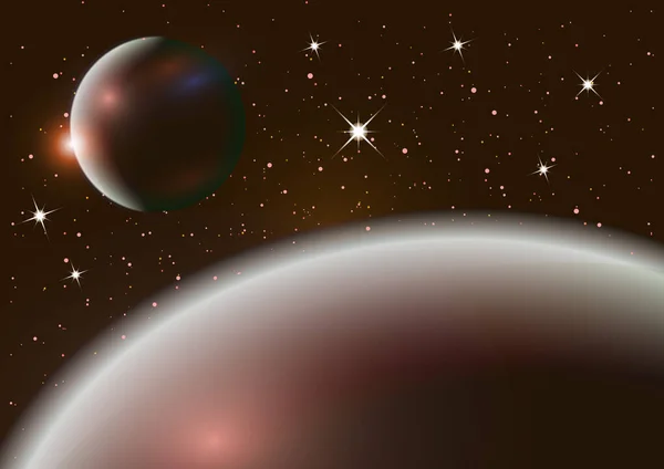 Fondo Fantástico Del Espacio Exterior Con Planetas Cielo Estrellas Ilustración — Archivo Imágenes Vectoriales