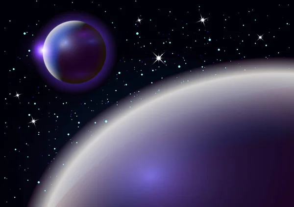 Fondo Fantástico Del Espacio Exterior Con Planetas Cielo Estrellas Ilustración — Vector de stock