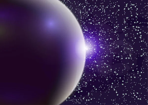 Gezegenleri Parlak Yıldızları Olan Soyut Bir Evren Karanlık Arka Planda — Stok Vektör