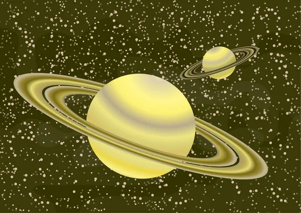 Planetas Semelhantes Saturno Com Cinturão Asteróides Fundo Espaço Colorido Estrelado — Vetor de Stock