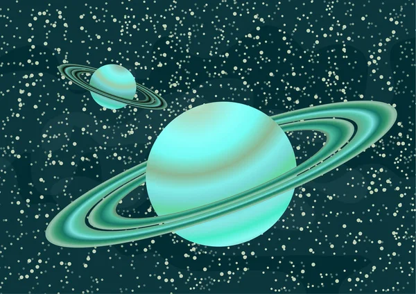 Saturnus Liknande Planeter Med Asteroidbälte Starry Färgglada Utrymme Bakgrund För — Stock vektor