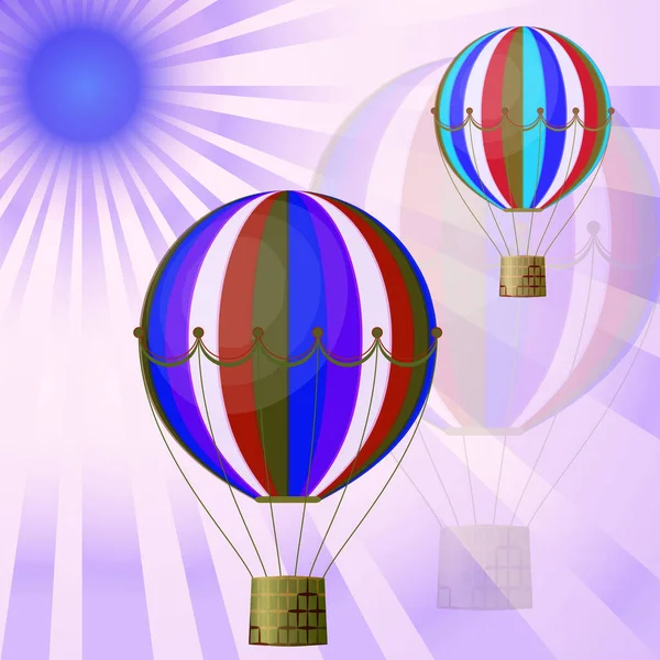 Duże Kolorowe Balony Wznoszą Się Przeciwko Jasnemu Niebu Słońcu Kreatywna — Wektor stockowy