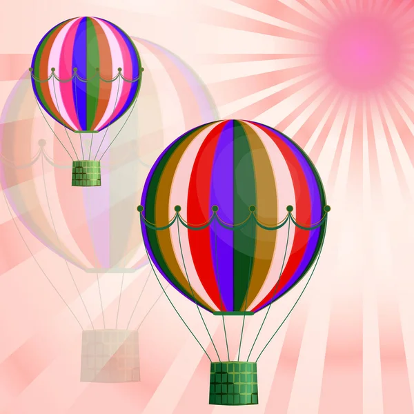 Large Colored Balloons Soar Bright Sky Sun Creative Vector Illustration — Stock Vector