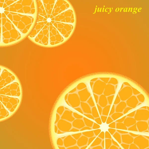 Tranche Ronde Orange Juteuse Fraîche Isolée Sur Fond Orange Vif — Image vectorielle