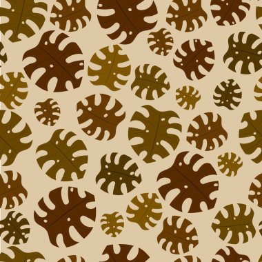 Tasarım kumaşı, duvar kağıdı, kağıt için kusursuz desen. Basit tropikal bitki yaprakları. Vektör illüstrasyonu.