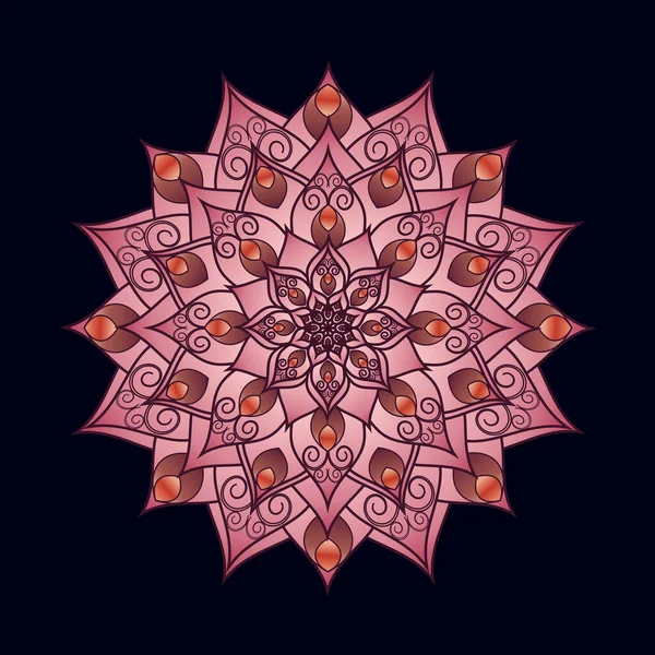 Στρογγυλό Μοτίβο Μαντάλα Σκούρο Φόντο Αφηρημένη Floral Μοτίβο Ανατολίτικα Μοτίβα — Διανυσματικό Αρχείο