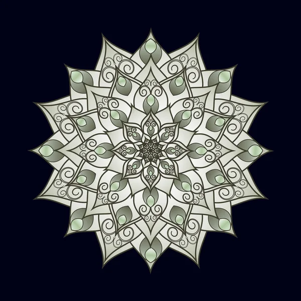 Mandala Rond Sur Fond Sombre Motif Floral Abstrait Avec Des — Image vectorielle