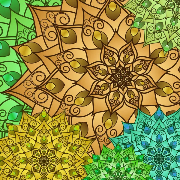 Květinový Geometrický Vzor Kreslení Mandaly Světlé Dekorativní Pestrobarevné Pozadí Pro — Stockový vektor