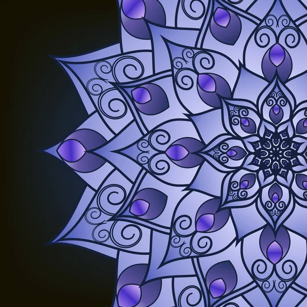 Флаєр Листівка Мандала Фіолетовими Квітковими Візерунками Східний Дизайн Шаблон Ісламська — стоковий вектор