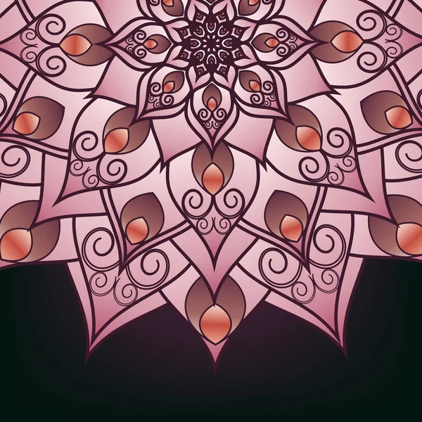 Flyer Postcard Mandala Red Floral Patterns Oriental Design Layout Template — Stock Vector