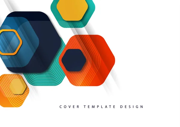 Abstract Background Rounded Colored Hexagons Business Presentation Template Modern Geometric — Stock Vector