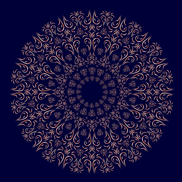 Ornamento Floreale Orientale Mandala Uno Sfondo Blu Scuro Vostro Disegno — Vettoriale Stock