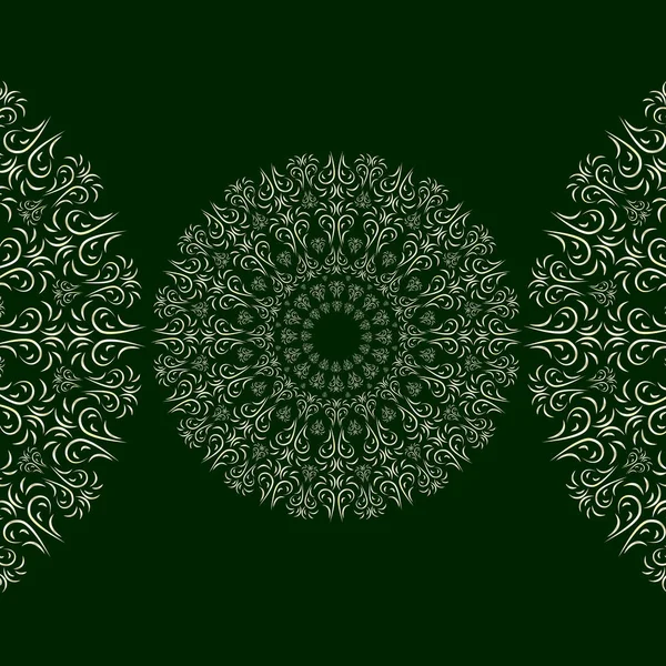 Ornamento Floral Oriental Mandala Fundo Verde Escuro Para Seu Design —  Vetores de Stock