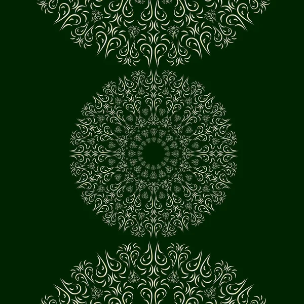 Ornamento Floral Oriental Mandala Fundo Verde Escuro Para Seu Design — Vetor de Stock