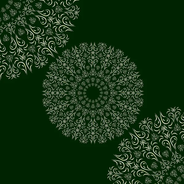 Ornamento Floral Oriental Mandala Fundo Verde Escuro Para Seu Design —  Vetores de Stock