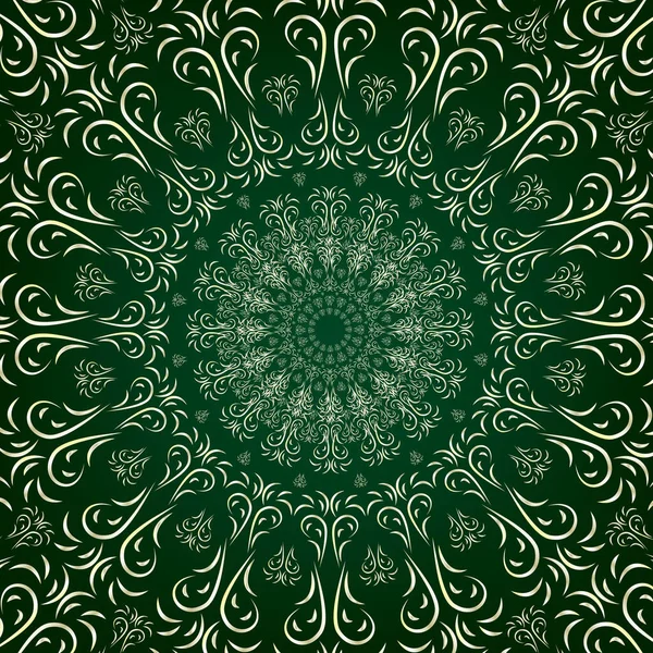 Orientální Květinová Ozdoba Mandala Tmavozeleném Pozadí Pro Váš Design Vektorová — Stockový vektor