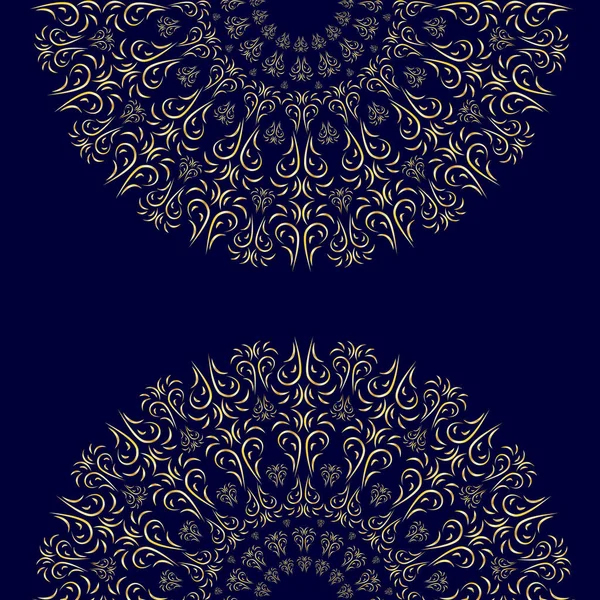 Ornement Floral Oriental Mandala Sur Fond Bleu Foncé Pour Votre — Image vectorielle