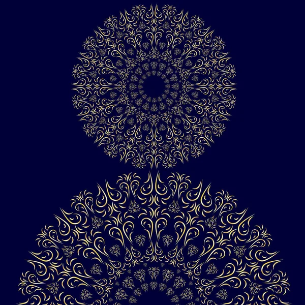 Ornement Floral Oriental Mandala Sur Fond Bleu Foncé Pour Votre — Image vectorielle