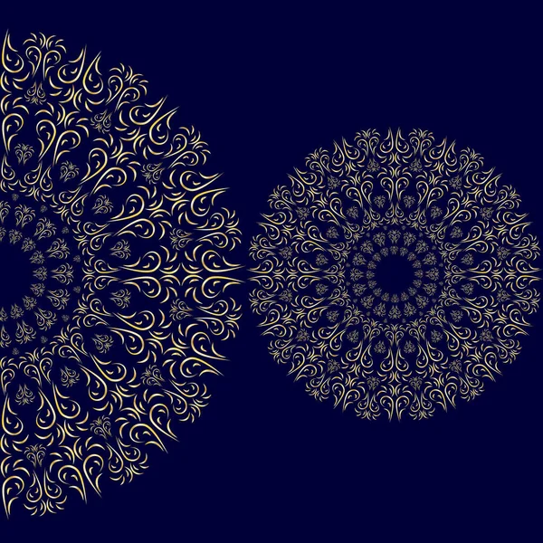 Ornamento Floreale Orientale Mandala Uno Sfondo Blu Scuro Vostro Disegno — Vettoriale Stock