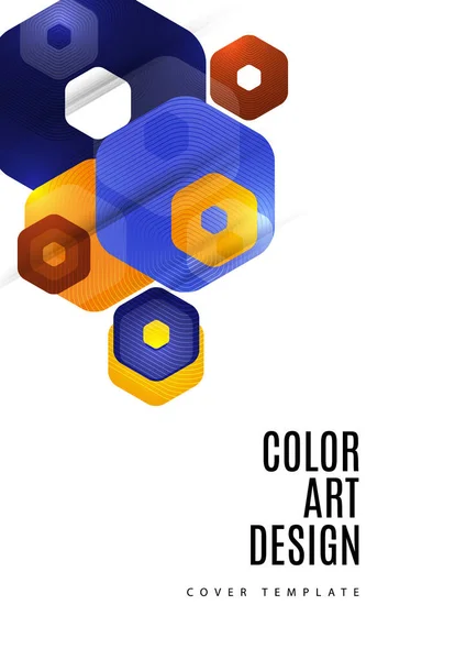 Fondo Abstracto Brillante Hexágonos Multicolores Redondeados Plantilla Presentación Empresarial Diseño — Vector de stock