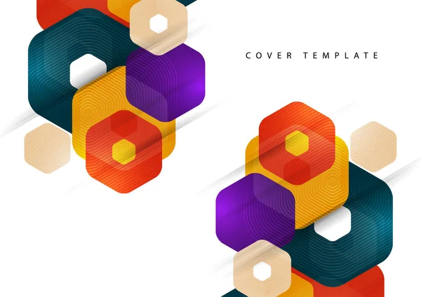 Abstract Background Rounded Colored Hexagons Business Presentation Template Modern Geometric — Stock Vector