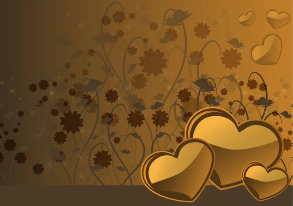 Coeur Fleurs Félicitations Déclaration Amour Carte Postale Illustration Vectorielle Pour — Image vectorielle