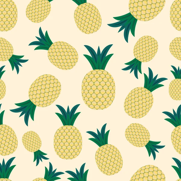 明亮无缝的矢量图案与成熟的菠萝 夏日艳丽的热带纺织品印花 矢量图形 — 图库矢量图片