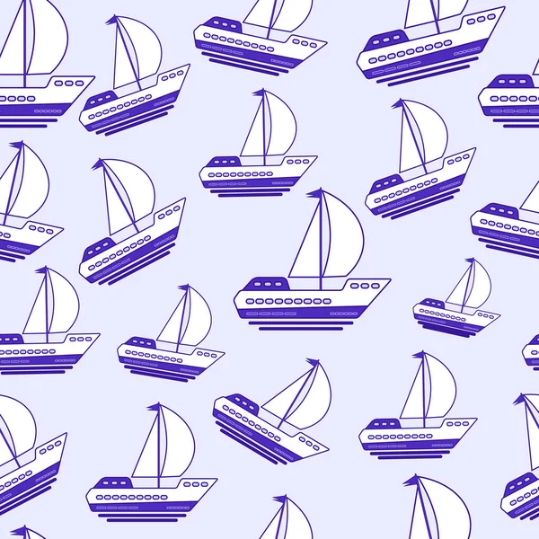 Hafif arka planda karikatür botları olan kusursuz denizci deseni. Vektör grafikleri.