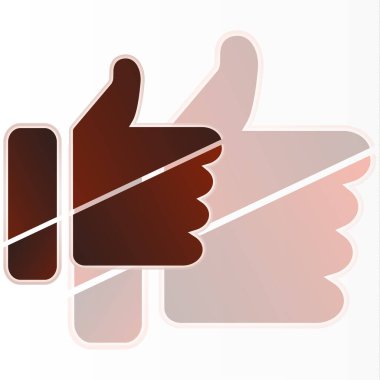 Başparmak yukarı, sosyal ağ siteleri ve mobil uygulamalar için el vektör simgesi. Modern düz tasarım. Vektör grafikleri.