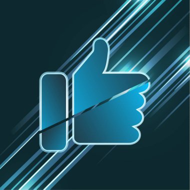 Parlak renkli çizgili, arka plandaki simge gibi başparmak yukarı simgesi. Yaratıcı tasarımın için vektör illüstrasyonu.