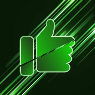 Parlak renkli çizgili, arka plandaki simge gibi başparmak yukarı simgesi. Yaratıcı tasarımın için vektör illüstrasyonu.