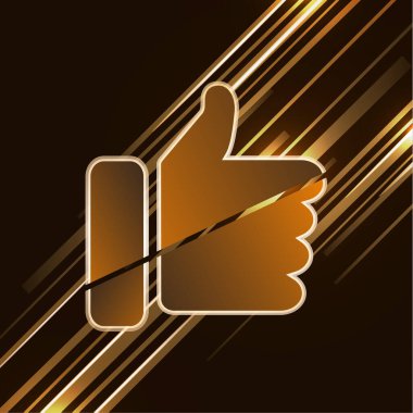 Parlak renkli çizgili, arka plandaki simge gibi başparmak yukarı simgesi. Yaratıcı tasarımın için vektör illüstrasyonu.