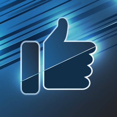 Parlak renkli çizgili, arka plandaki simge gibi başparmak yukarı simgesi. Yaratıcı tasarımın için vektör illüstrasyonu.