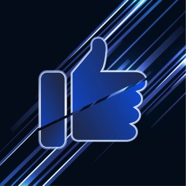 Parlak renkli çizgili, arka plandaki simge gibi başparmak yukarı simgesi. Yaratıcı tasarımın için vektör illüstrasyonu.