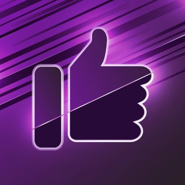 Parlak renkli çizgili, arka plandaki simge gibi başparmak yukarı simgesi. Yaratıcı tasarımın için vektör illüstrasyonu.