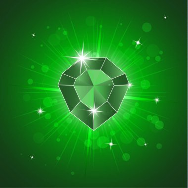 Gemstone, elmas. Parlak bir arka planda sihirli kristal. İzole, parlak, ışıl ışıl. Vektör grafikleri