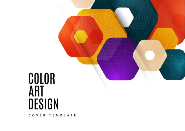 Abstract Background Rounded Colored Hexagons Business Presentation Template Modern Geometric — Stock Vector