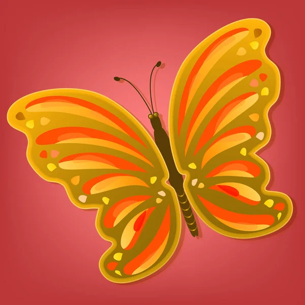 Hermosa Mariposa Abstracta Colores Con Una Sombra Sobre Fondo Color — Vector de stock