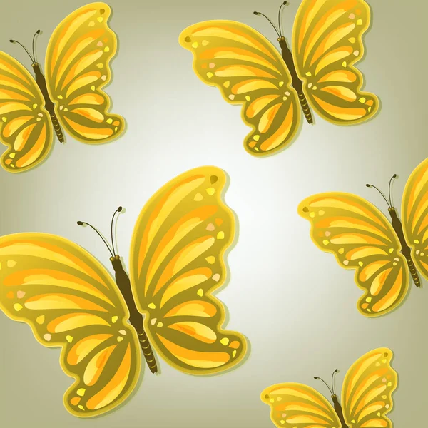 Абстрактный Фон Красивых Ярких Красочных Бабочек Тенью Векторная Иллюстрация — стоковый вектор