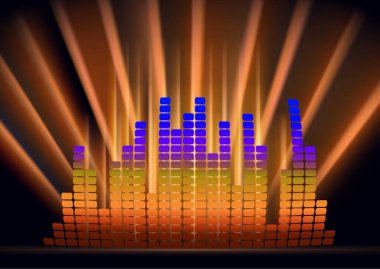 Soyut ses dalgası, dijital dengeleyici, müzik ritminin ses dalgaları. Tasarımın için parlak bir arkaplan. Vektör illüstrasyonu