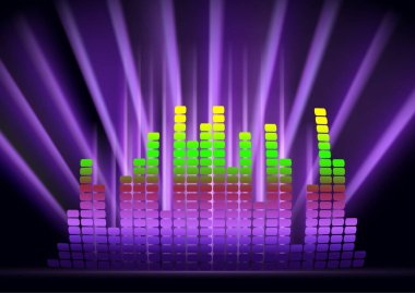 Soyut ses dalgası, dijital dengeleyici, müzik ritminin ses dalgaları. Tasarımın için parlak bir arkaplan. Vektör illüstrasyonu