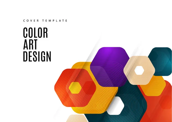 Fondo Abstracto Hexágonos Color Redondeado Plantilla Presentación Empresarial Diseño Geométrico — Vector de stock