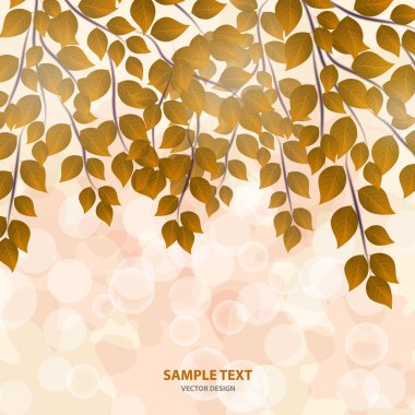 Sarı, altın, kırmızı yapraklı sonbahar ağaçları. Güneş ışınları, parıltı. Sonbahar manzarası. - Vektör grafikleri