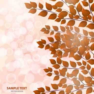 Sarı, altın, kırmızı yapraklı sonbahar ağaçları. Güneş ışınları, parıltı. Sonbahar manzarası. - Vektör grafikleri