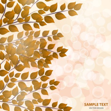Sarı, altın, kırmızı yapraklı sonbahar ağaçları. Güneş ışınları, parıltı. Sonbahar manzarası. - Vektör grafikleri