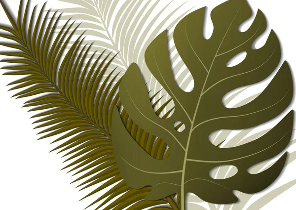 Тропический Яркий Летчик Листовка Чудовищными Листьями Пальмами Экзотический Тропический Модный — стоковый вектор