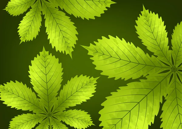 デザインに栗の葉を散りばめた明るいスタイリッシュな抽象的背景 ベクターイラスト — ストックベクタ