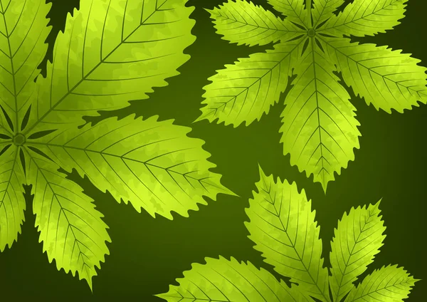 デザインに栗の葉を散りばめた明るいスタイリッシュな抽象的背景 ベクターイラスト — ストックベクタ