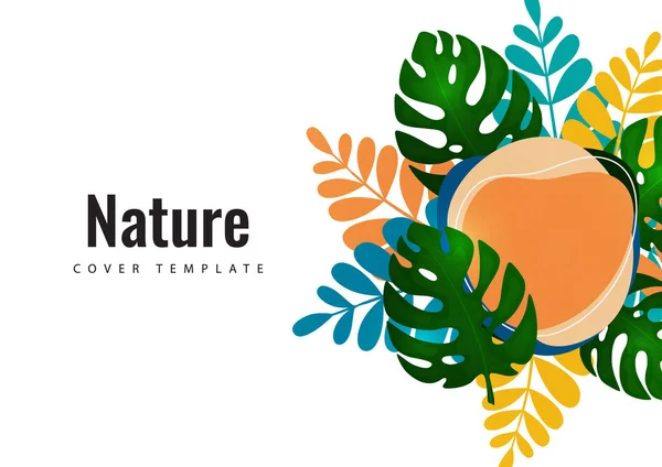 Fond Bannière Feuille Tropicale Design Botanique Exotique Dépliant Vente Moderne — Image vectorielle